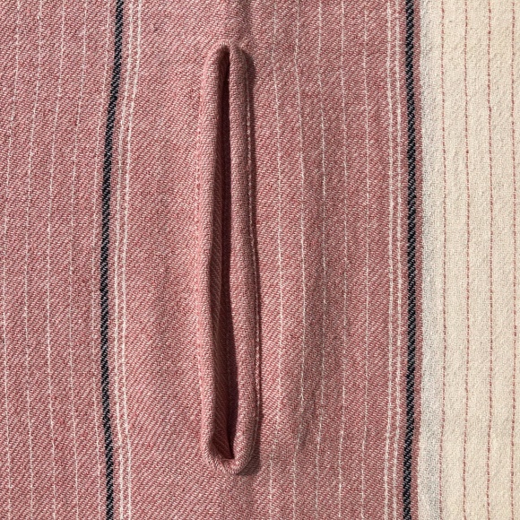 Madewell Cape Scarf Maui Stripe Pink Cream Silk Blend Arm Holes Fringe M3614 - Picture 3 of 6